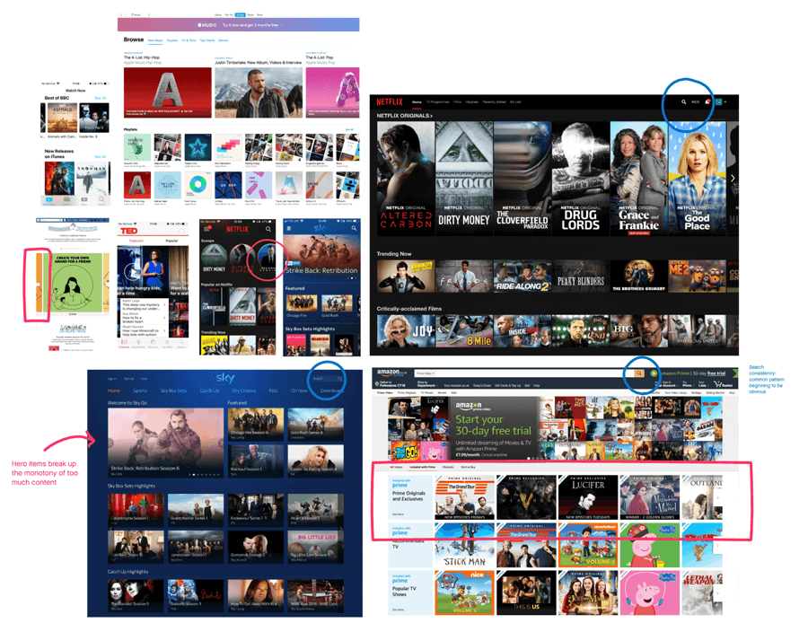 Screenshots taken from competitor websites.