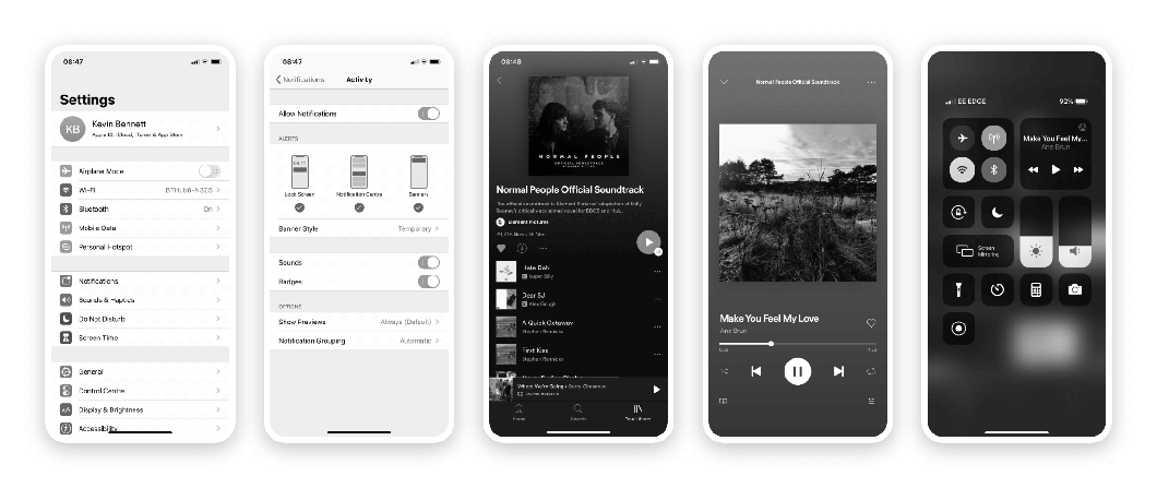 Example designs in black and white.